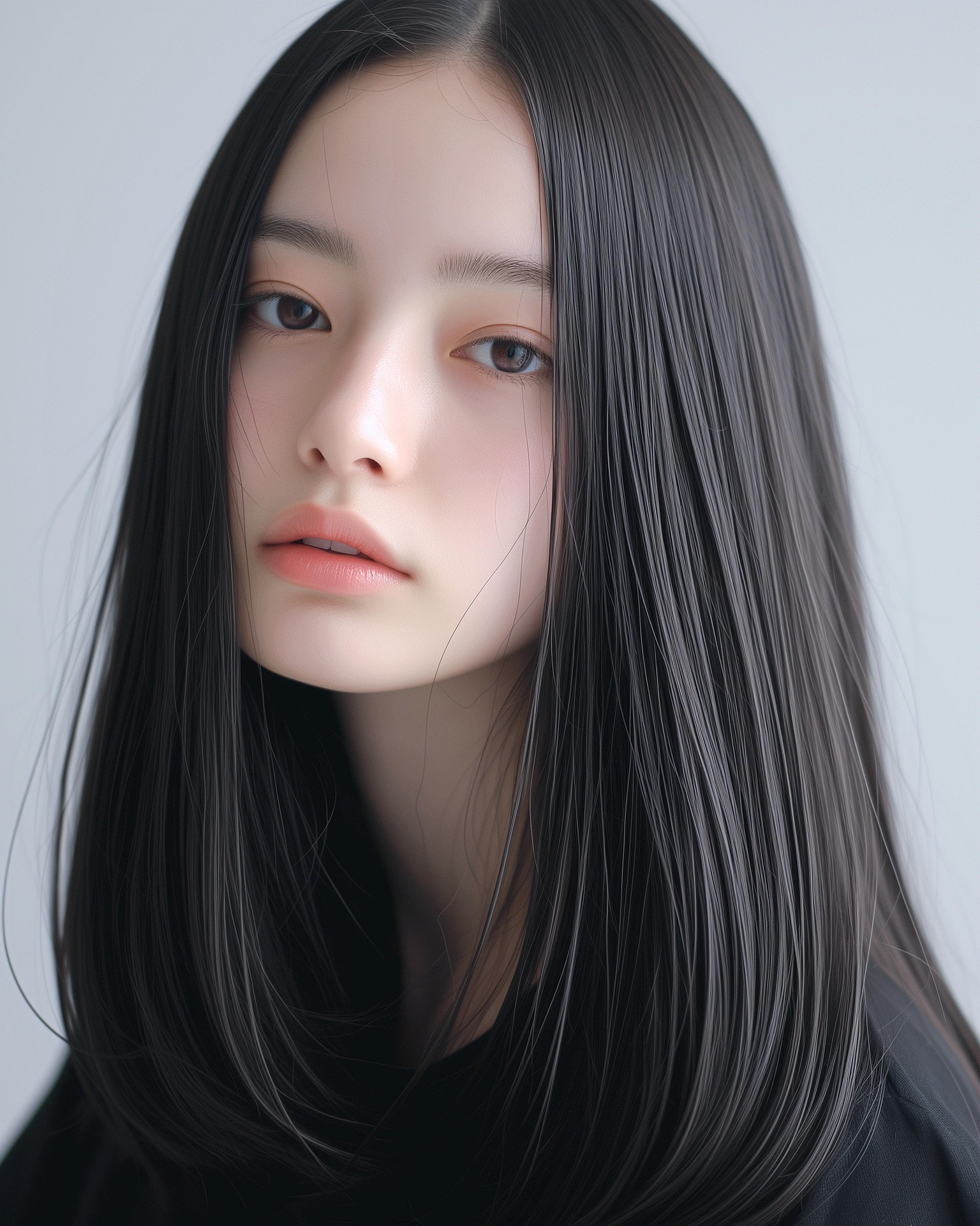 Silky straight Japanese-inspired long hair